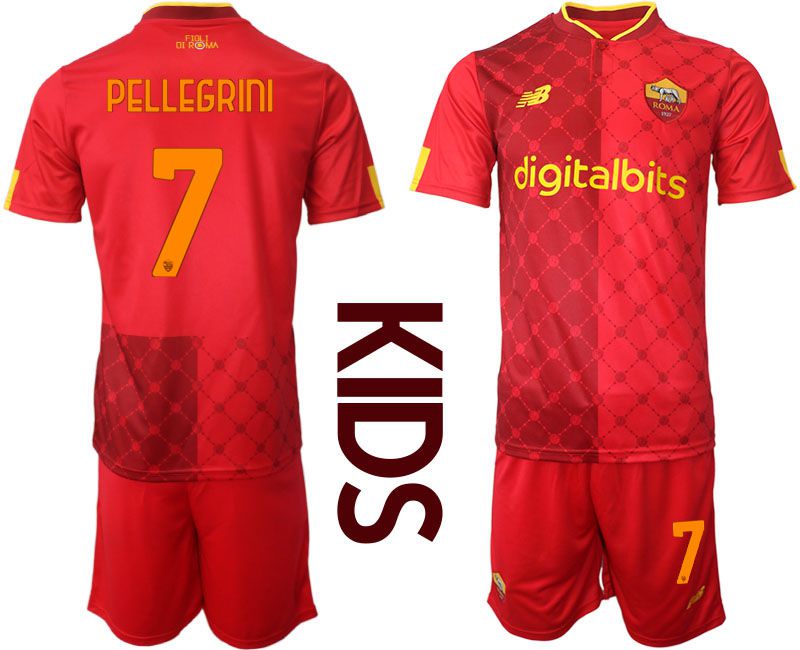 Youth 2022-2023 Club AS Rome home red #7 Soccer Jersey